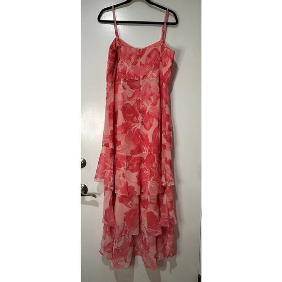 Hutch Kennedi Ruffle Tiered Maxi Dress Pink Floral Print Size 14 NWT Flowy Skirt - Picture 10 of 15